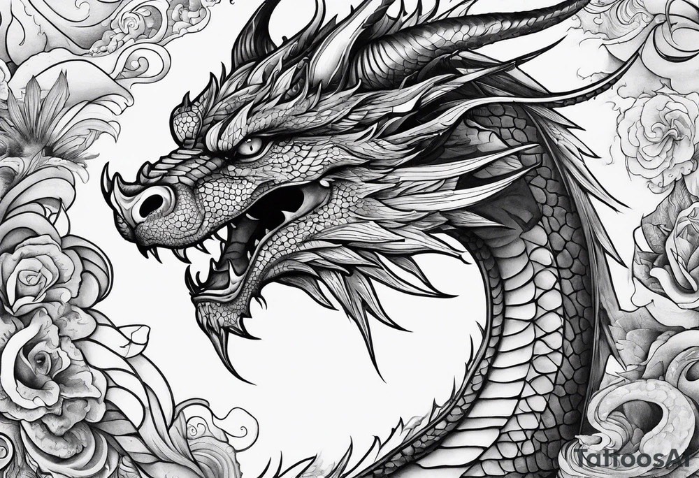 Dragon in lumbals man tattoo idea