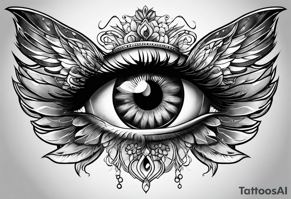 big eye with wings tattoo idea