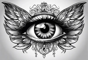 big eye with wings tattoo idea
