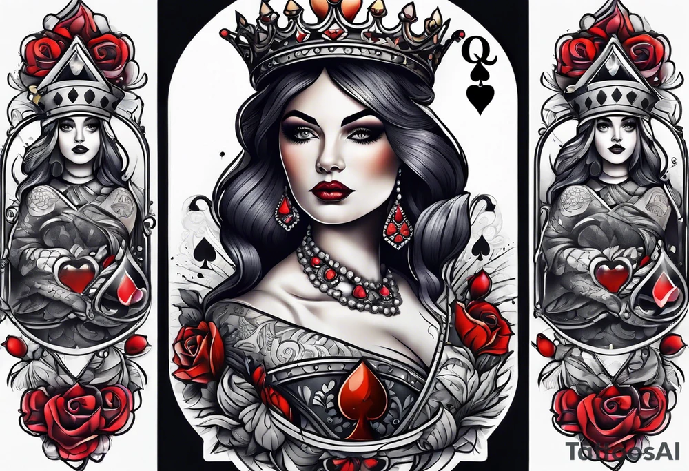Queen Of Spades sleeve tattoo idea