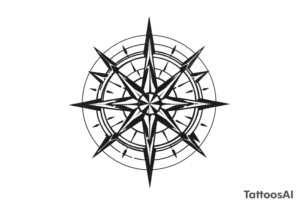Simple double layered compass rose tattoo idea