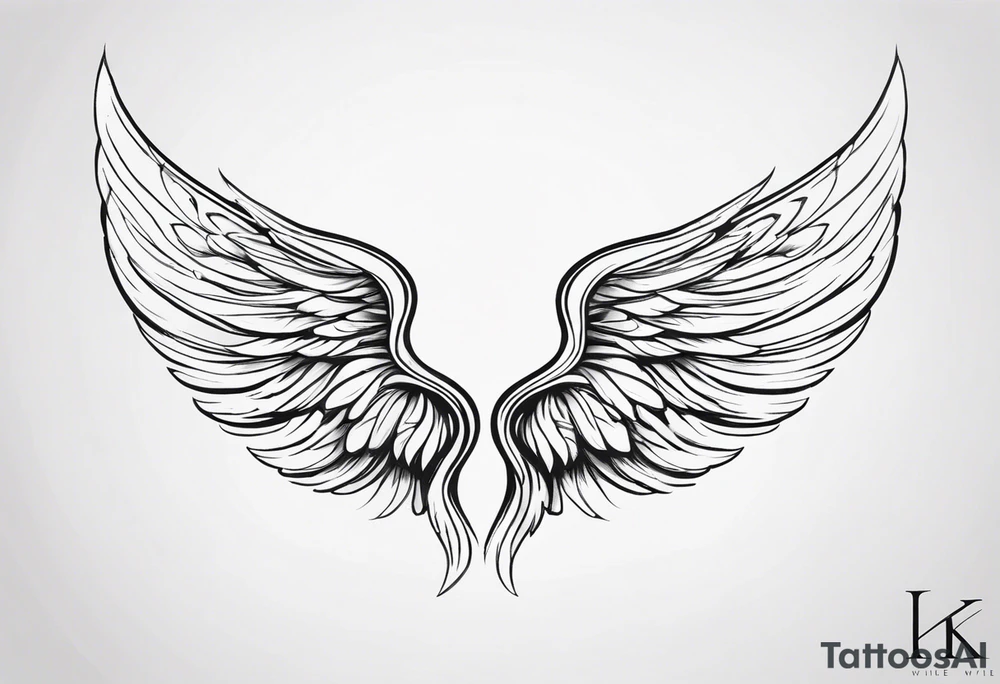Imagine a pair of angel wings with a small halo above them. Below the wings, you could have the initials "K", "A", "S" in a flowing script, as if they’re gently floating beneath the wings. tattoo idea