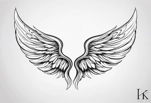 Imagine a pair of angel wings with a small halo above them. Below the wings, you could have the initials "K", "A", "S" in a flowing script, as if they’re gently floating beneath the wings. tattoo idea