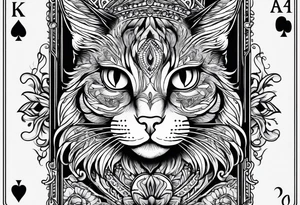 Playing card with cat on tattoo idea