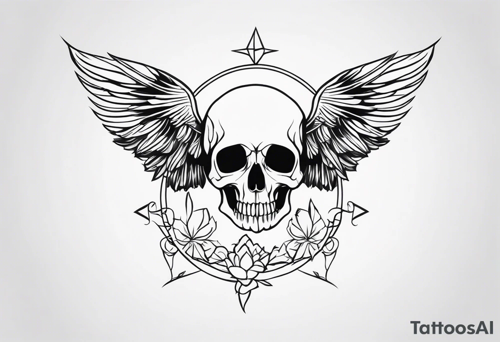 bird and skull tattoo idea