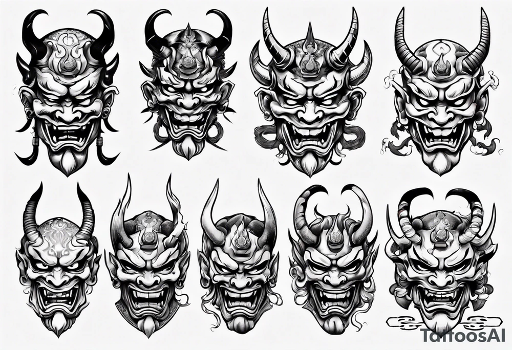 Oni mask with sword tattoo idea