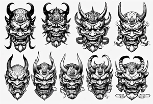 Oni mask with sword tattoo idea