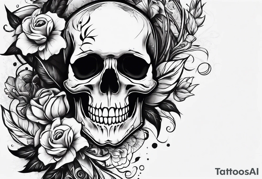 Memento mori writen skull sleeve tattoo design tattoo idea