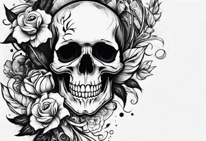 Memento mori writen skull sleeve tattoo design tattoo idea