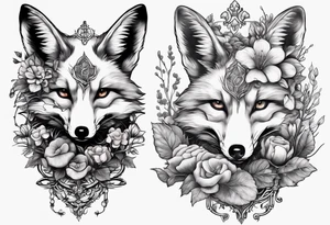 Dear fox skeleton with mushrooms growing out of it tattoo idea