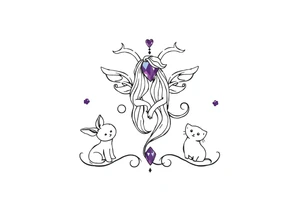 Zodiac sign Aquarius amethyst birthstone mother of 3 girls loves animals tattoo idea