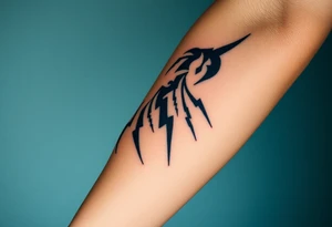 Black storm clouds with rain falling & lightning bolts striking down tattoo idea