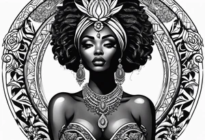 Black Goddess of sativa tattoo idea