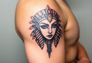 An Egyptian Queen with blue Eyes(only red , blue and black are possible colors) tattoo idea