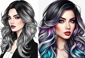 long hair lovely girl tattoo idea
