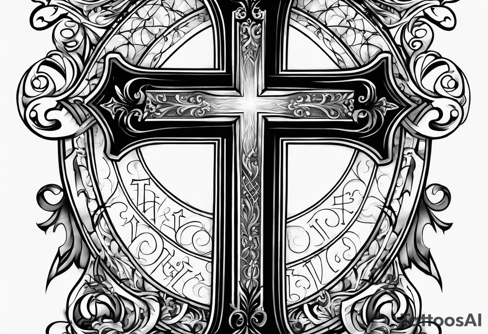 Cross with the word grace inside of it, and the words psalm 91:16 along the side tattoo idea