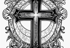 Cross with the word grace inside of it, and the words psalm 91:16 along the side tattoo idea