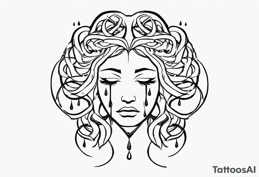 Broken medusa head with tears tattoo idea