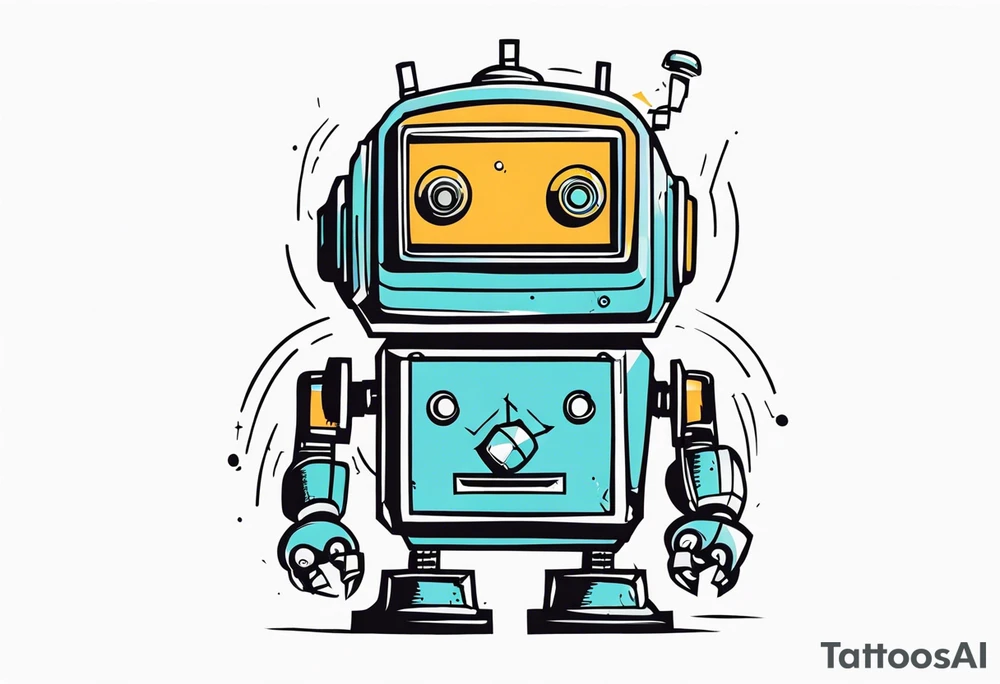 broken robot tattoo idea