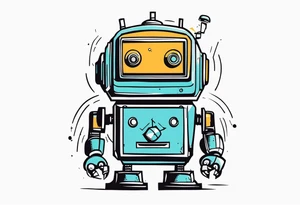 broken robot tattoo idea