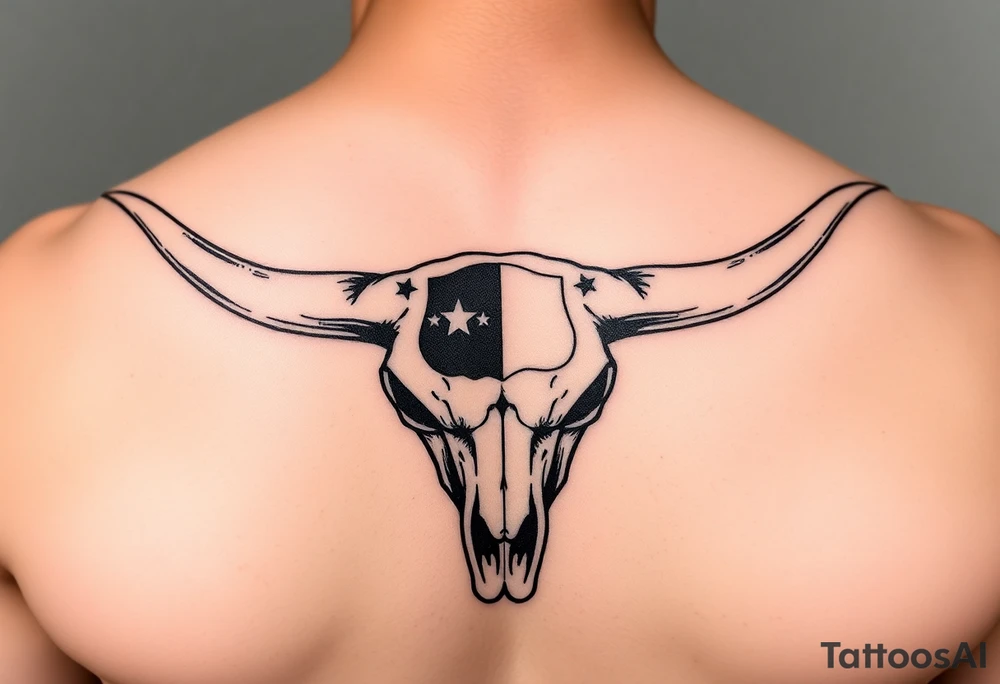 Longhorn skull with Texas flag tattoo idea