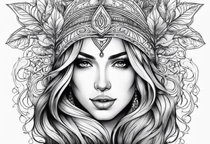 Virgo mother beautiful long hair tattoo idea