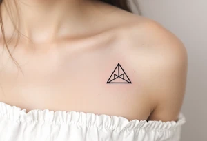 A minimalist black ink triquetra, with fine-line detailing and subtle shading for a clean, timeless look. tattoo idea