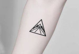 Geometric small triangle about different paths in life merge together and become stronger while being psychedelic and trippy make it fine thin lines tattoo idea
