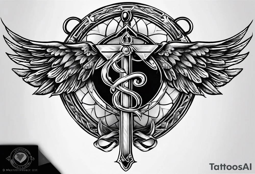 Masonic staff of caduceus tattoo idea