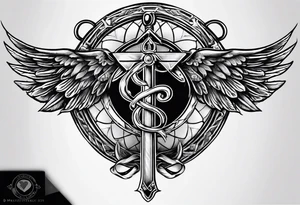 Masonic staff of caduceus tattoo idea