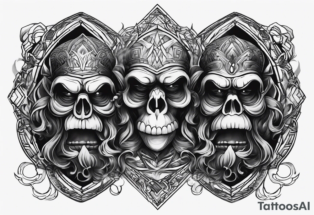 3 lost spirts floating in smoke hear no evil see no evil speak no evil tattoo idea