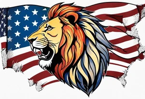 American flag. 
Lion background tattoo idea