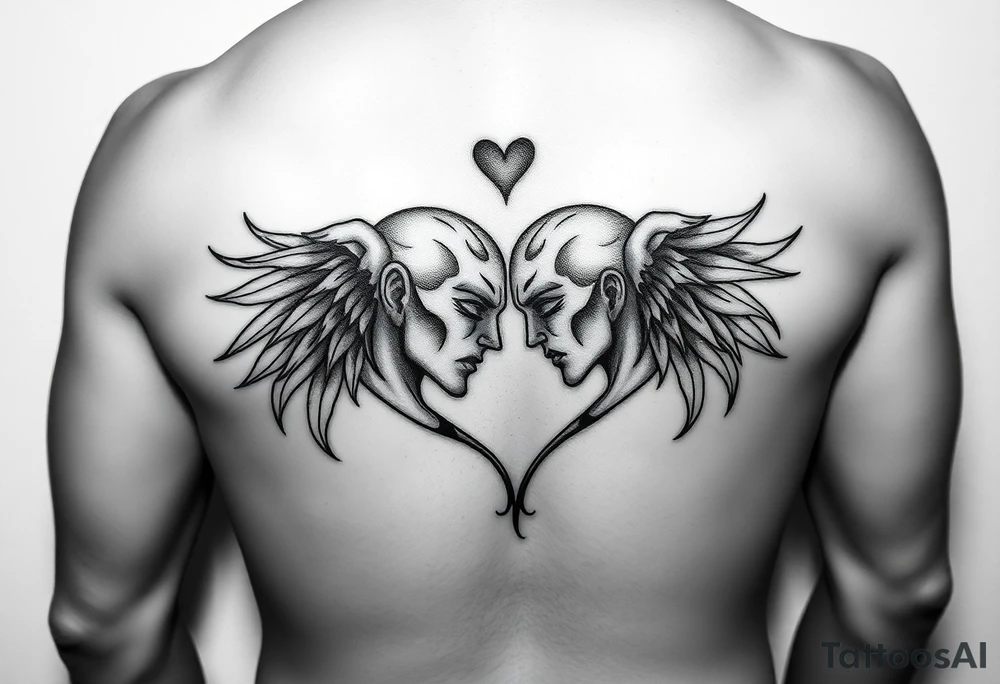 Two lost souls merging into one representing one love tattoo idea