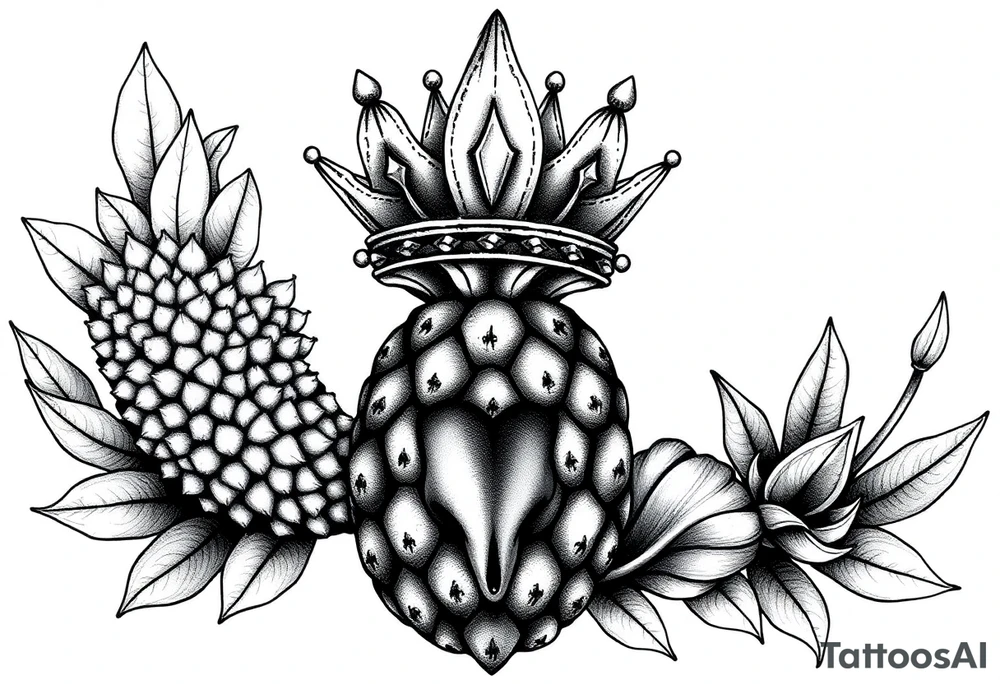 Majestic crown ,pineapple vagina and anus tattoo idea