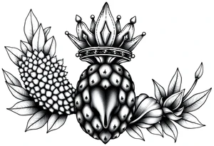 Majestic crown ,pineapple vagina and anus tattoo idea