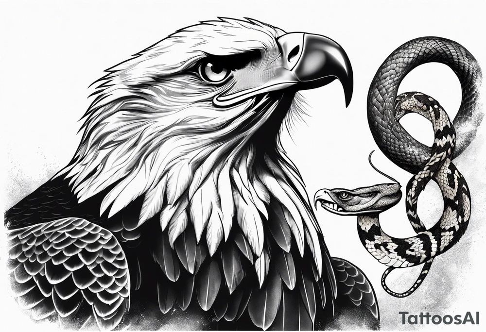 Eagle fighting with a snake it has clutched in its claws tattoo idea