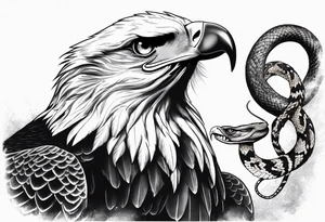 Eagle fighting with a snake it has clutched in its claws tattoo idea