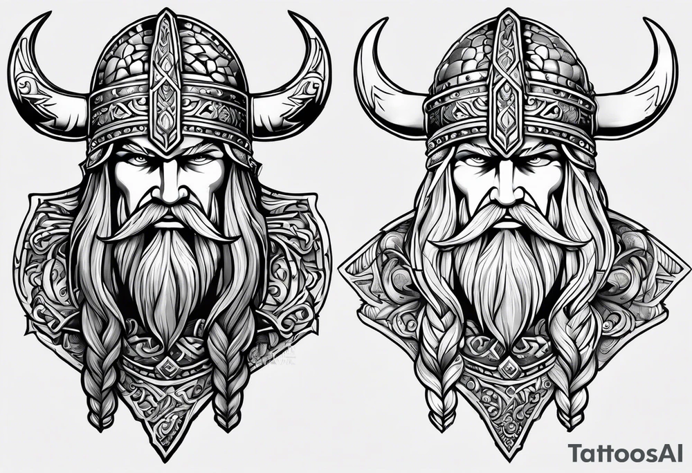 Norwegian Viking traveling to Valhalla tattoo idea