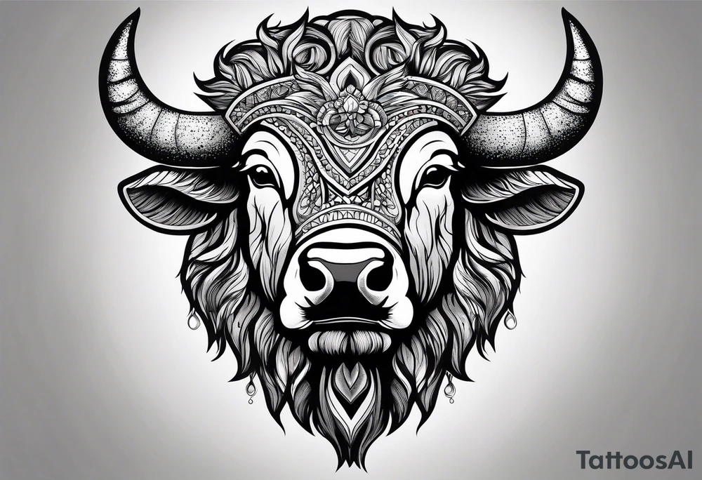 Bison head outline tattoo idea