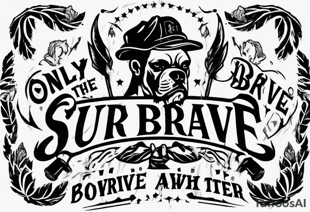 Only the brave survive a boxer with an inscription tattoo idea