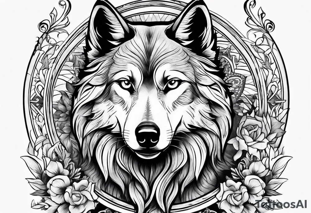 Cheval et loup enlacé tattoo idea