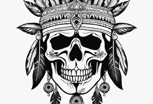 an indian with a skull instead of a face tattoo idea