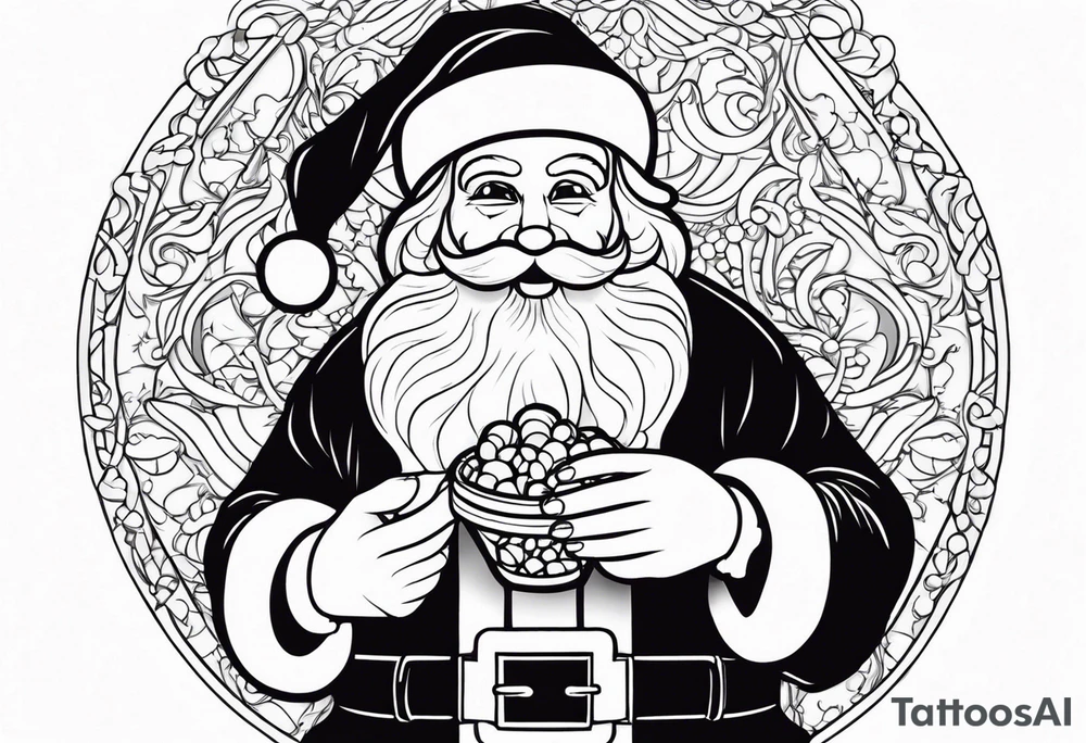 Santa Holding a Candy Can tattoo idea