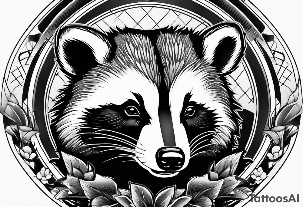 aggressive and killer badger/wolverine with cute face and some quotes tattoo idea