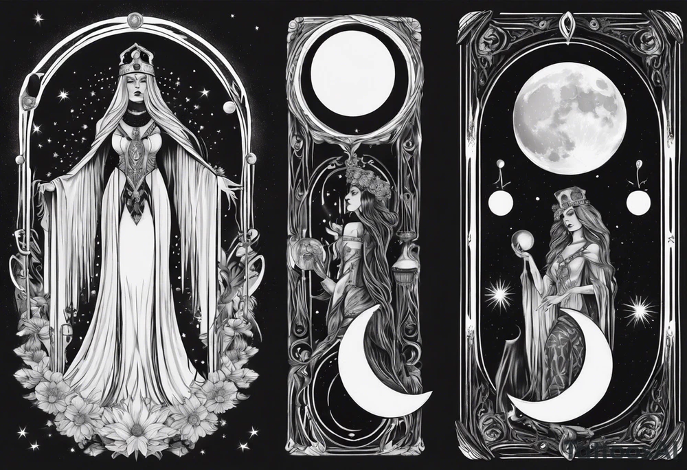 The High Priestess and the moon. TArot. tattoo idea