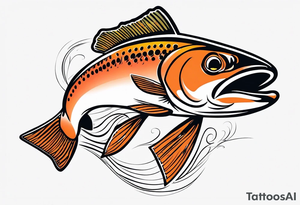 "A small tattoo featuring a lovestruck trout as the main theme, drawn with fine lines." tattoo idea