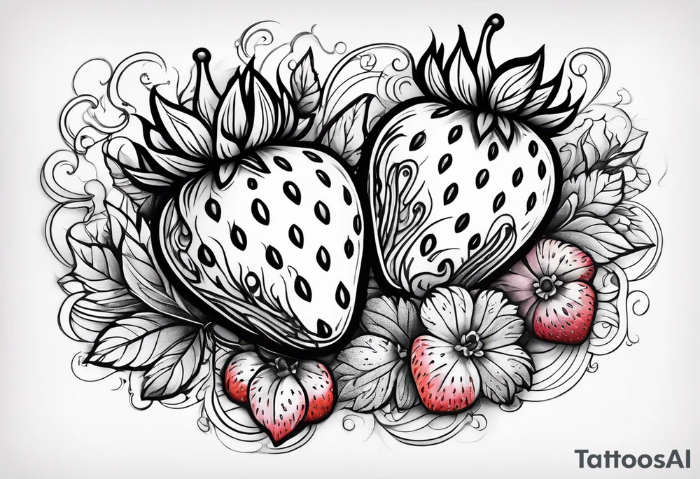 Individual Strawberry tattoo idea