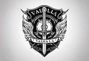 Valhalla round shield fire sword tattoo idea