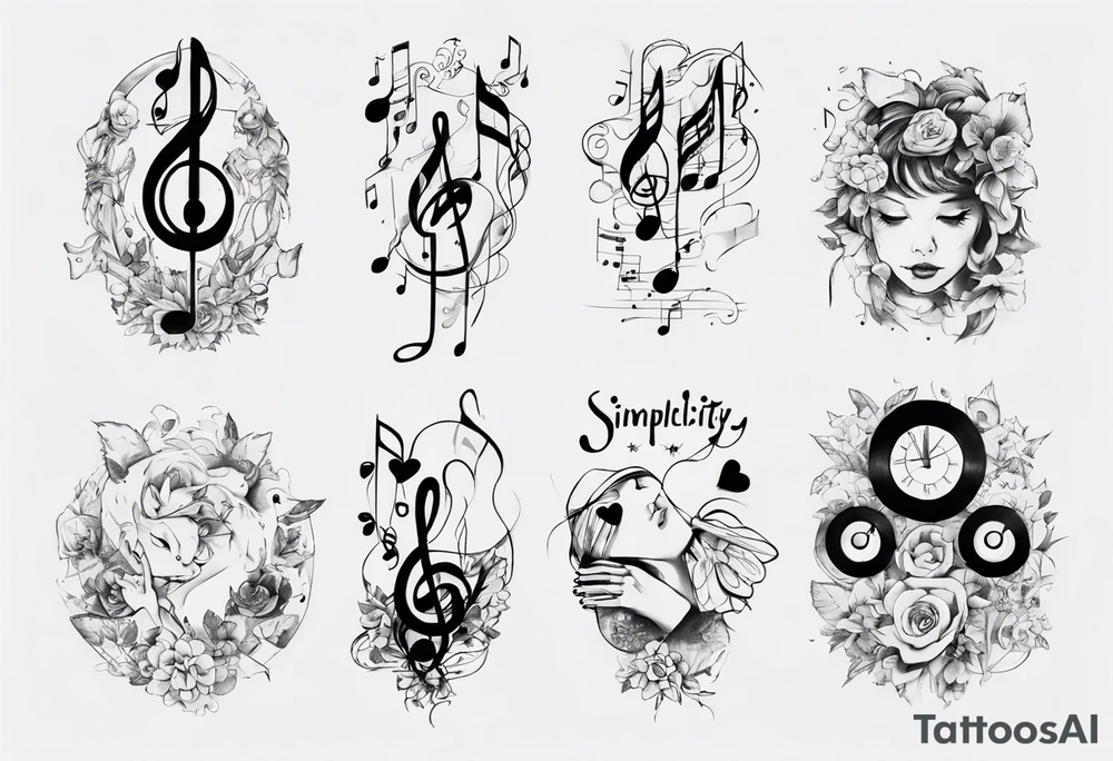 Simplicity love with music inspiration tattoo idea