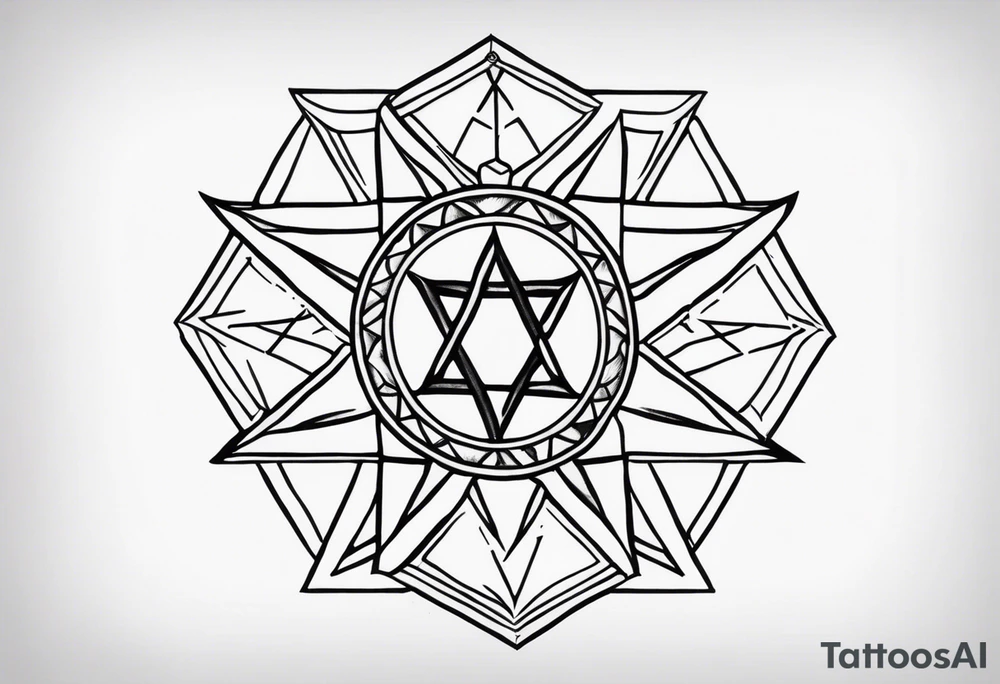 knee tattoo with unicursal hexagram tattoo idea